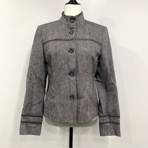VTG MICHAEL KORS 6 Gray Tweed Wool Y2K Suit Blazer Jacket Academia Corp Core